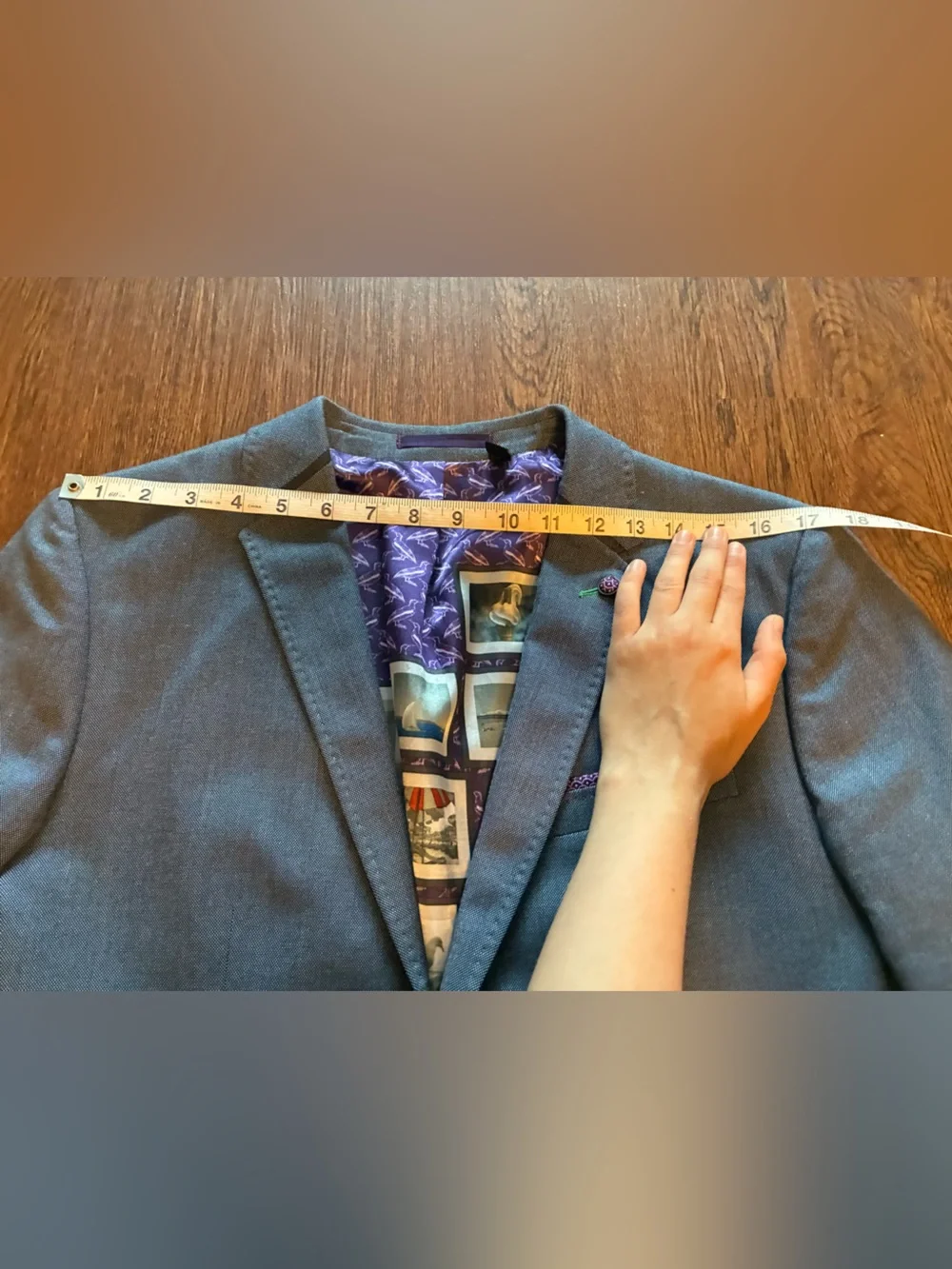 Ted Baker Blue Blazer w/ Purple Detailing & Green Stitching - US Size M